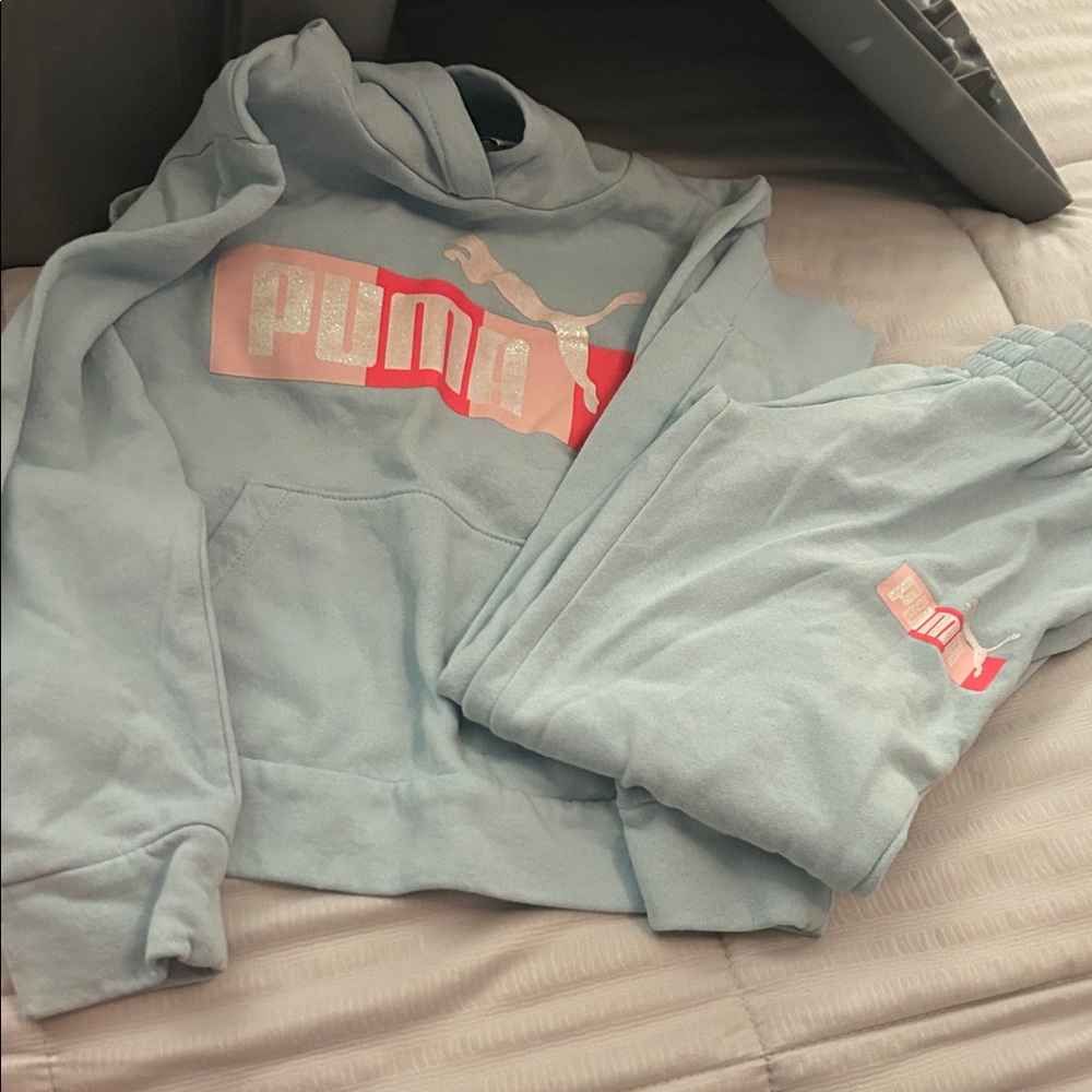 Puma Sky Blue Hoodie and Joggers Set